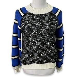 Treasure & Bond Sweater Bliss Ribbed Chunky Knit Blue/Multicolor XL 14/16 NWT